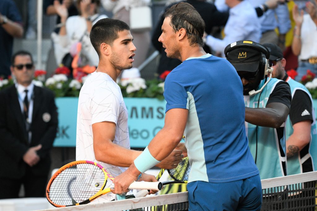 Celebrities Attends the Match Between Rafael Nadal and Carlos Alcaraz at the Mutua Madrid Open