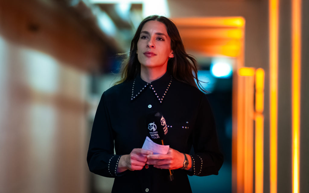 Andrea Petkovic walking during the 2024 Porsche Tennis Grand Prix