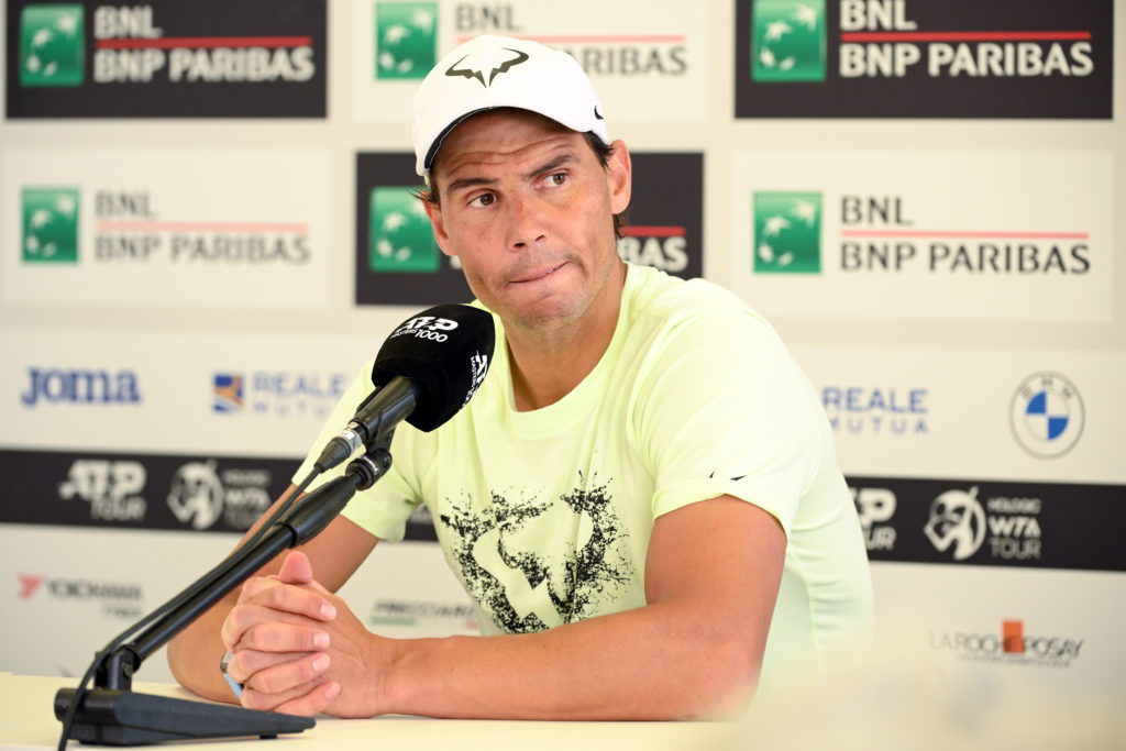 Rafael Nadal of Spain attends a press conference at the