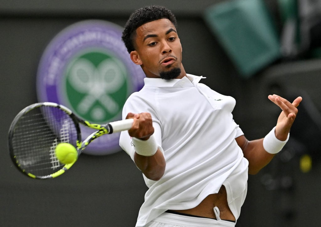 Arthur Fils plays at Wimbledon 2024