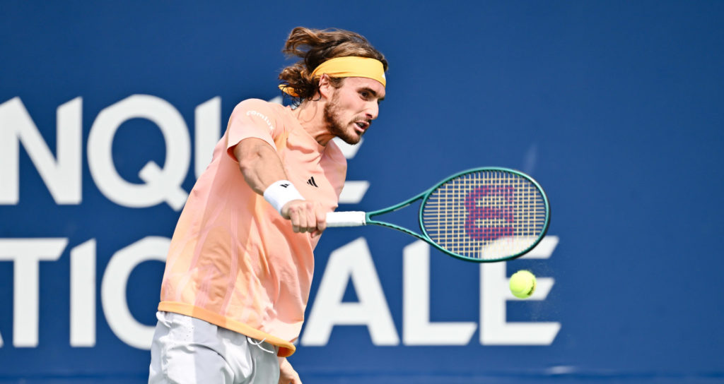 Stefanos Tsitsipas in action.