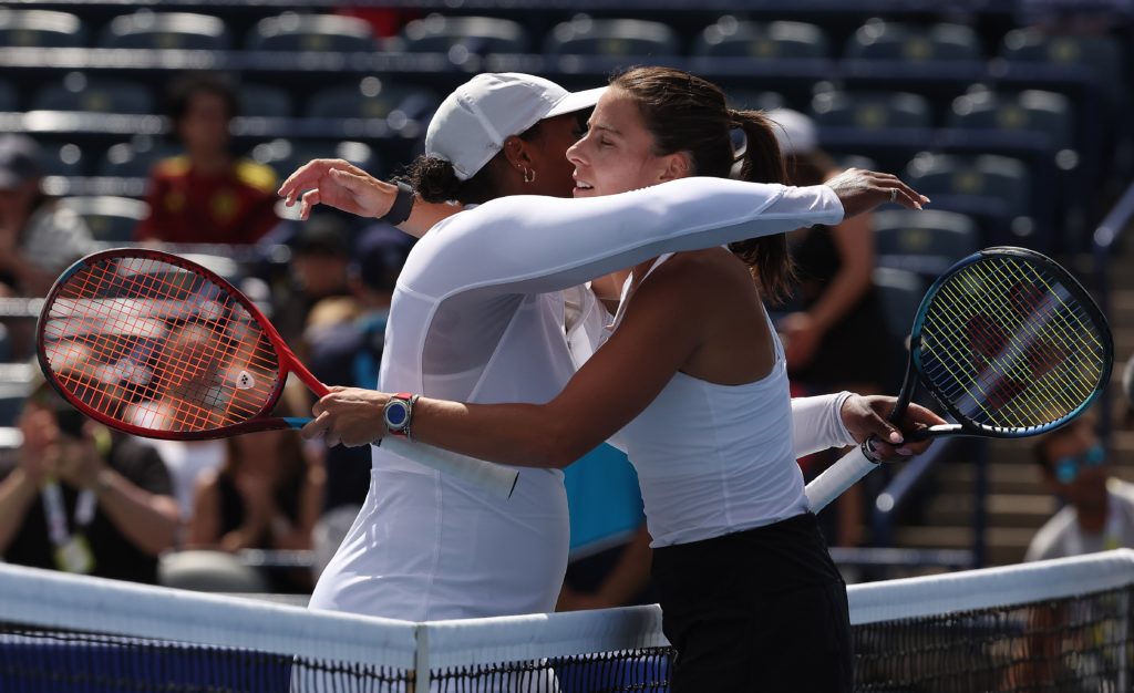 Emma Navarro of the United States defeats Lucky Loser Taylor Townsend 6-3, 7-6, in their quarter final match on Centre Court at the National Bank Open, a WTA1000 tennis tournament