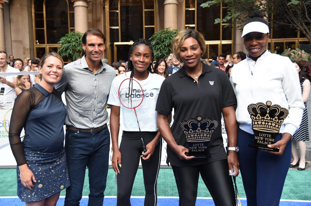 Dylan Dreyer, Rafael Nadal, Coco Gauff, Serena Williams and Venus Williams attend the 2019 Palace Invitational at Lotte New York Palace