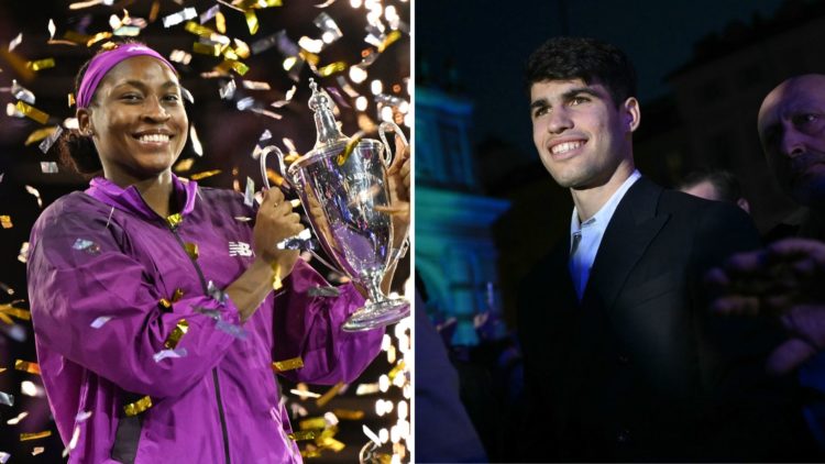 Split image of Coco Gauff and Carlos Alcaraz.