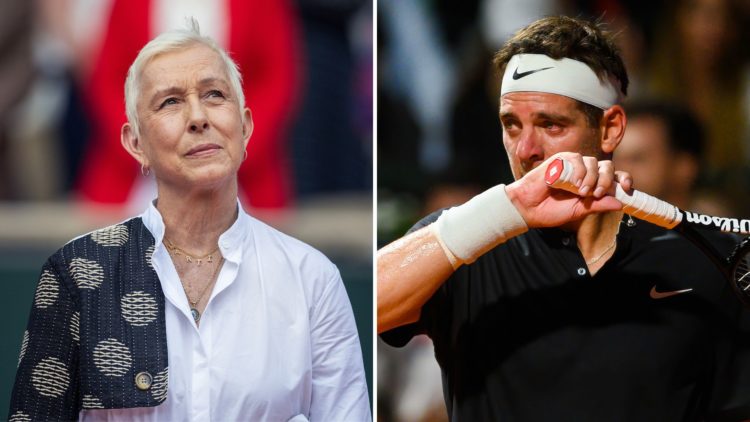 Juan Martin del Potro looking emotional and Martina Navratilova.