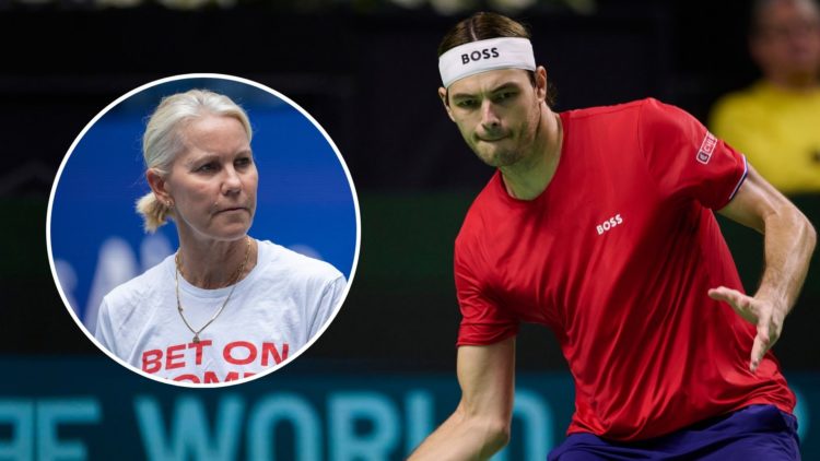 Taylor Fritz. Inset, Rennae Stubbs.