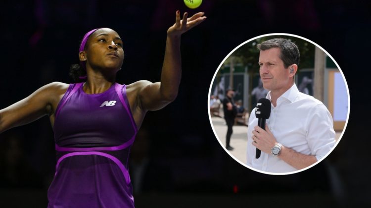 Coco Gauff of USA during her match against Jessica Pegula of USA on day 2 of the 2024 WTA Finals, part of the Hologic WTA Tour, held at King Saud U...