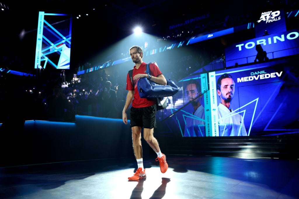 Daniil Medvedev of Russia looks on during the Round Robin