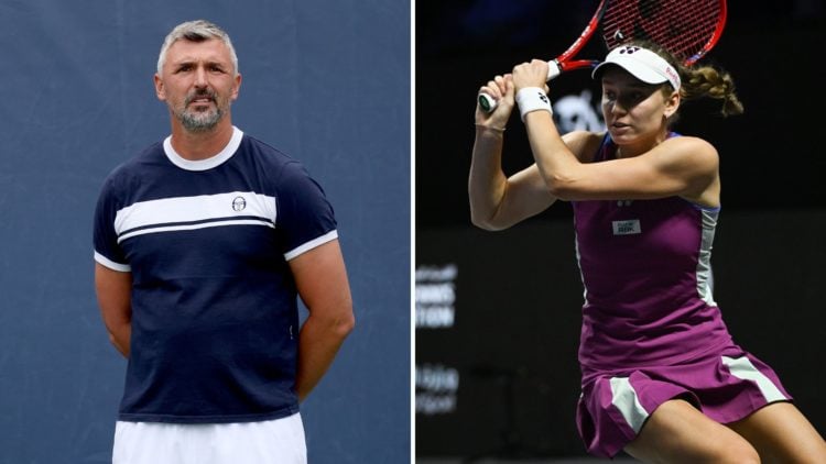 Split image of Goran Ivanisevic and Elena Rybakina.