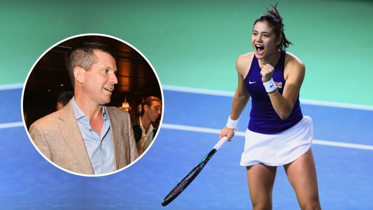 Emma Raducanu. Inset, Tim Henman.