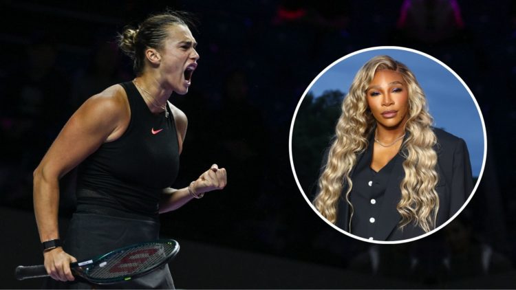 Aryna Sabalenka of Belarus during her match against Jasmine Paolini of Italy on day 3 of the 2024 WTA Finals, part of the Hologic WTA Tour, held at...