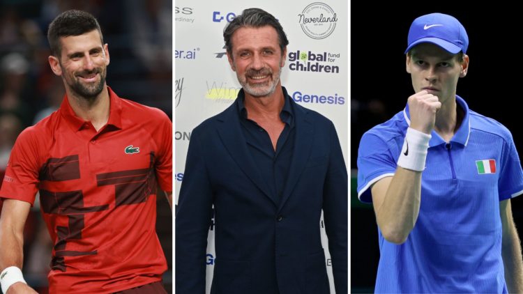 Novak Djokovic, Patrick Mouratoglou, and Jannik Sinner.