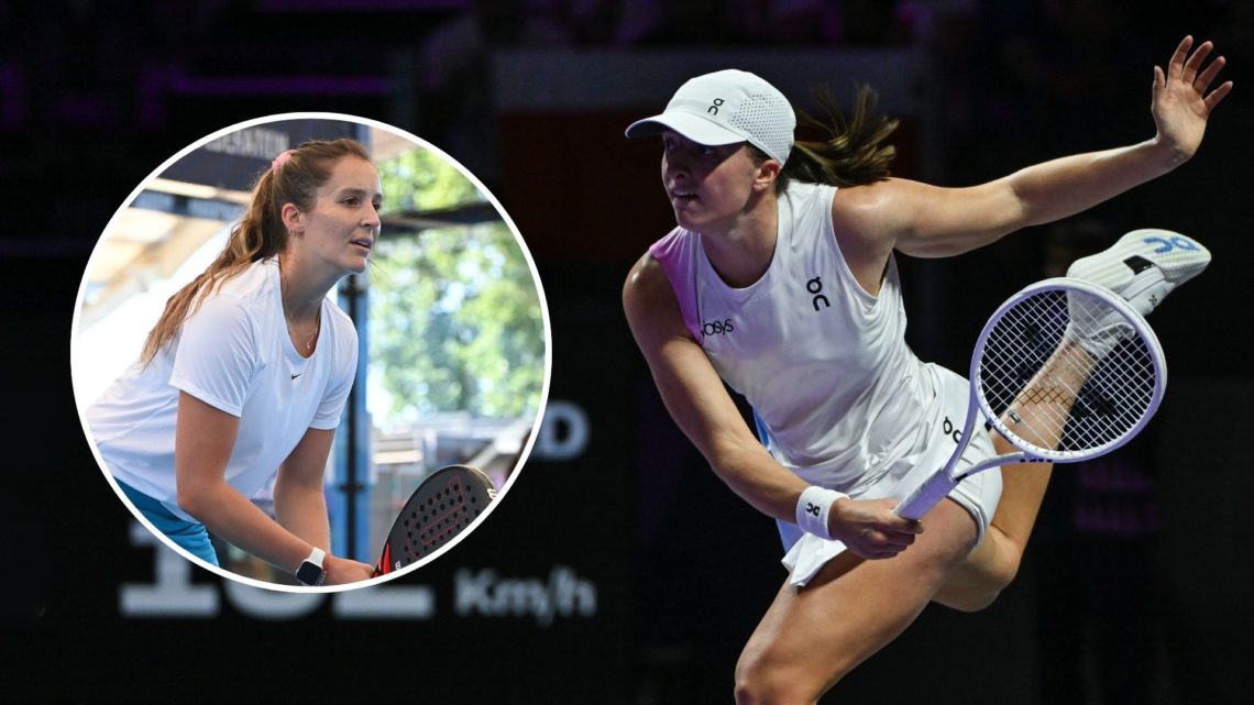 Iga Swiatek of Poland during her match against Coco Gauff of USA, on day 4 of the 2024 WTA Finals, part of the Hologic WTA Tour, held at King Saud ...