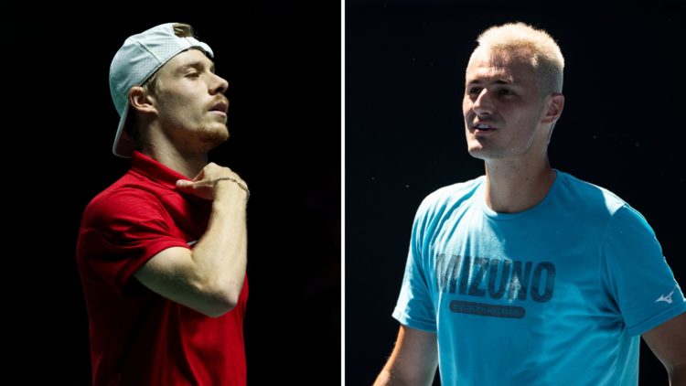 Split image of Bernard Tomic and Denis Shapovalov.