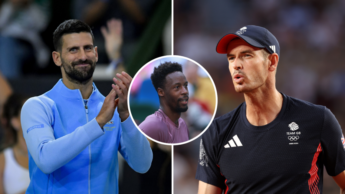 Andy Murray (R) and Novak Djokovic (L) with Andrea Petkovic as an inset