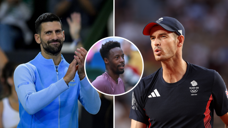 Andy Murray (R) and Novak Djokovic (L) with Andrea Petkovic as an inset