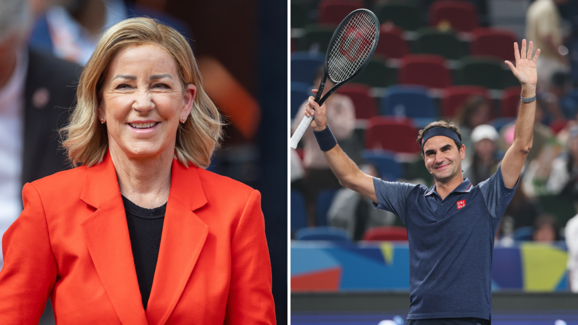 Split of Chris Evert (L) and Roger Federer (R)