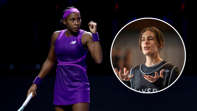 Coco Gauff with Andrea Petkovic as an inset