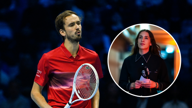 Daniil Medvedev with an inset of Andrea Petkovic