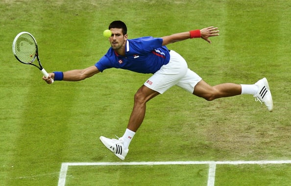 Serbia's Novak Djocovic returns the ball