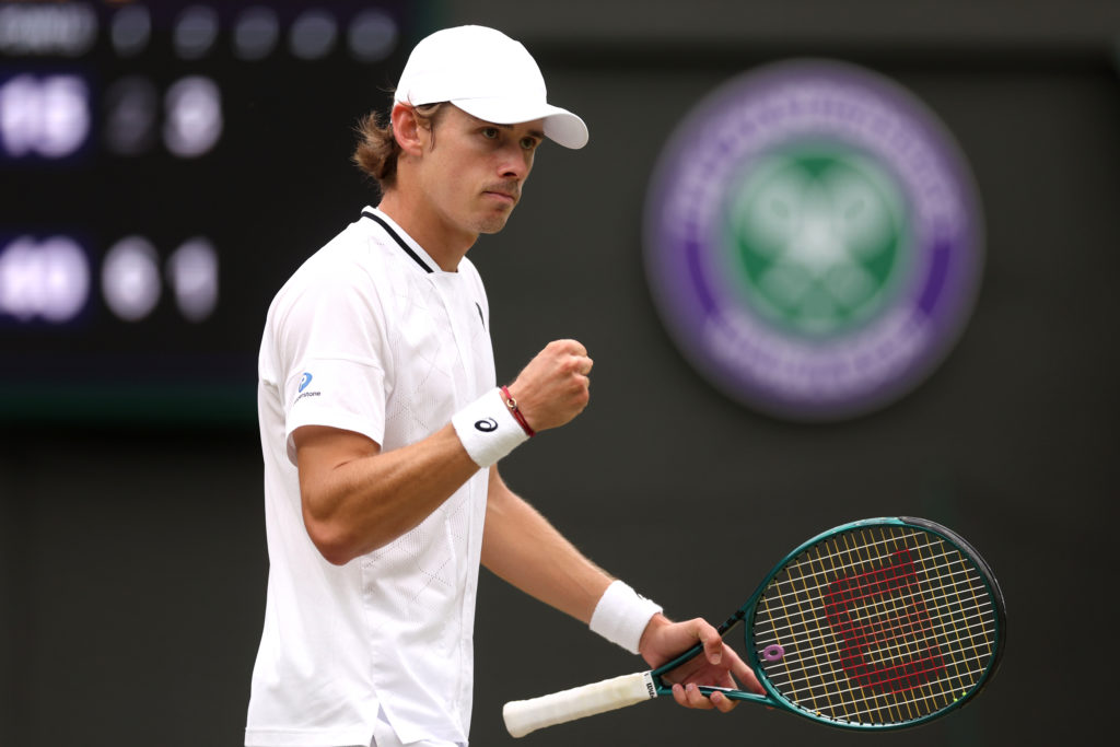 Alex de Minaur in action at the 2024 Wimbledon Championships