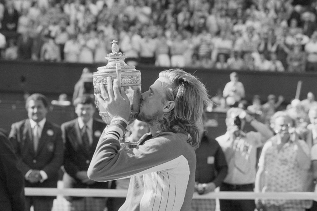 Bjorn Borg Holding Wimbledon Trophy