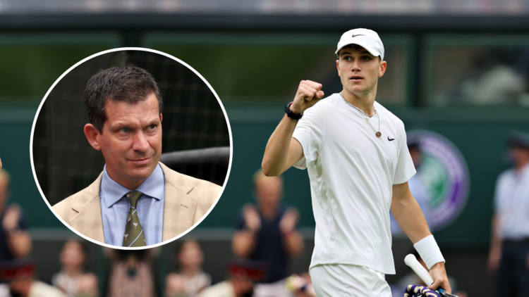 Jack Draper with an inset of Tim Henman