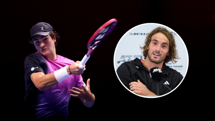 Joao Fonseca, with an inset of Stefanos Tsitsipas (1)
