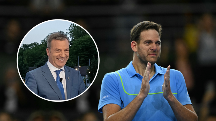 Juan Martin del Potro inset of Jon Wertheim