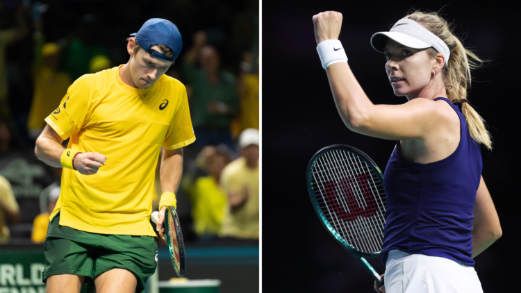 Split of Katie Boulter (R) and Alex de Minaur (L)