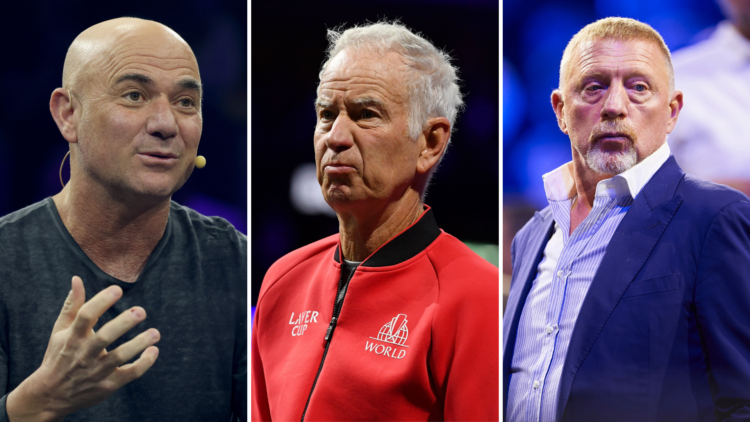 Split image of Andre Agassi, John McEnroe and Boris Beck