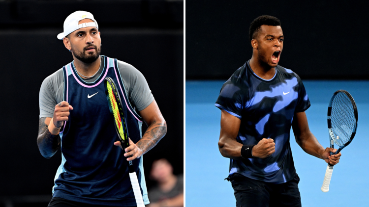 Split image of Nick Kyrgios (L) and Giovanni Mpetshi Perr (R)
