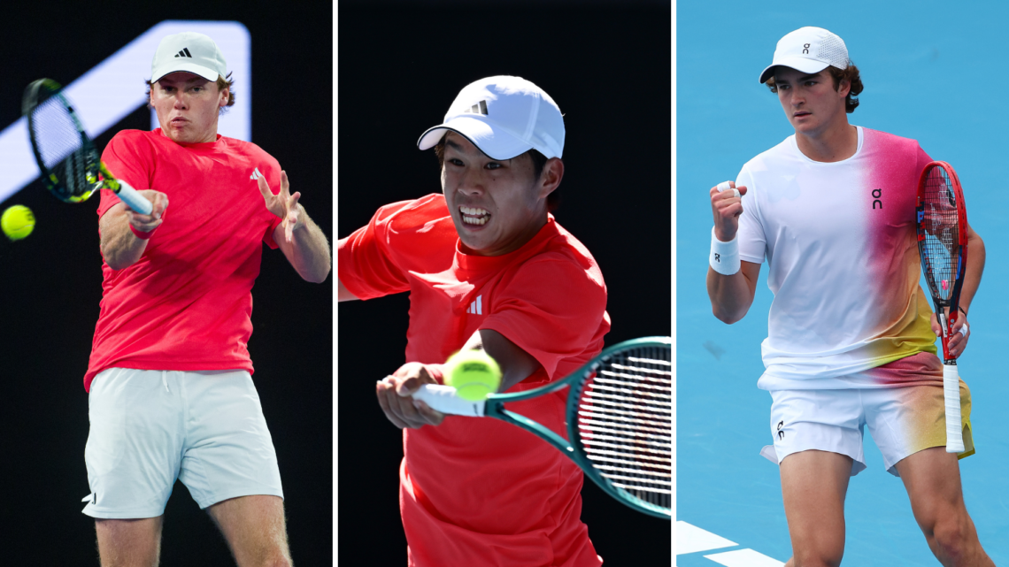 Split image of Alex Michelsen (L), Learner Tien (M) and Joao Fonseca (L)