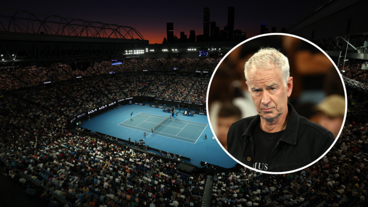 Australian Open Court and inset John McEnroe