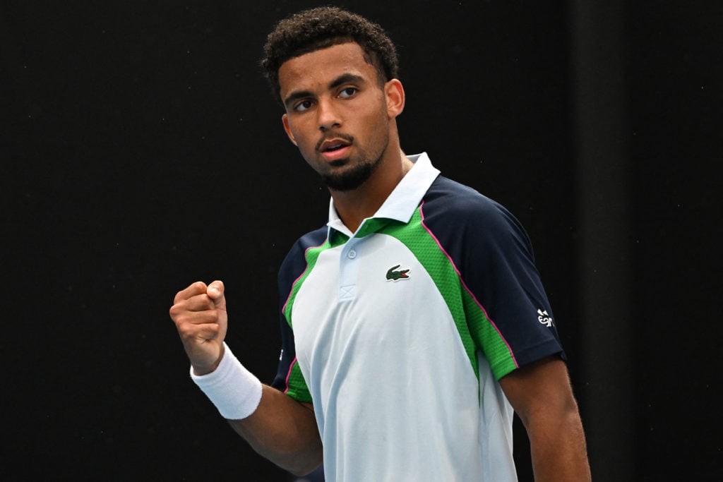 Arthur Fils reacts after winning a point at the 2025 Australian Open.