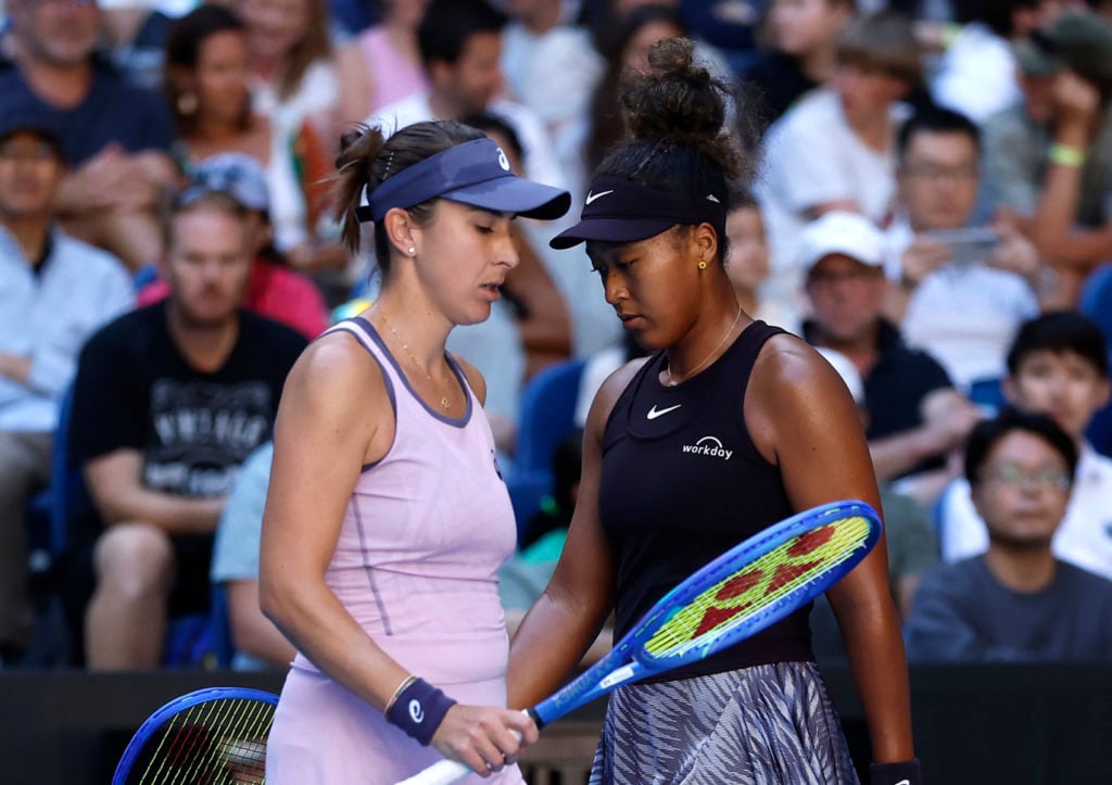 Naomi Osaka and Belinda Bencic pictured together at the 2025 Australian Open