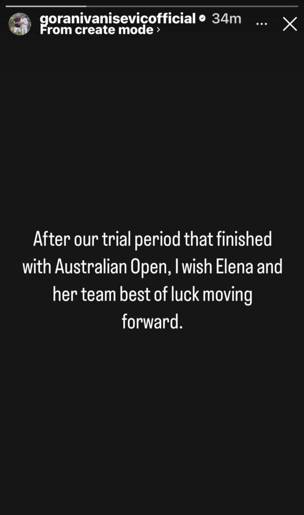 @goranivanisevicofficial announces end of Rybakina coaching partnership