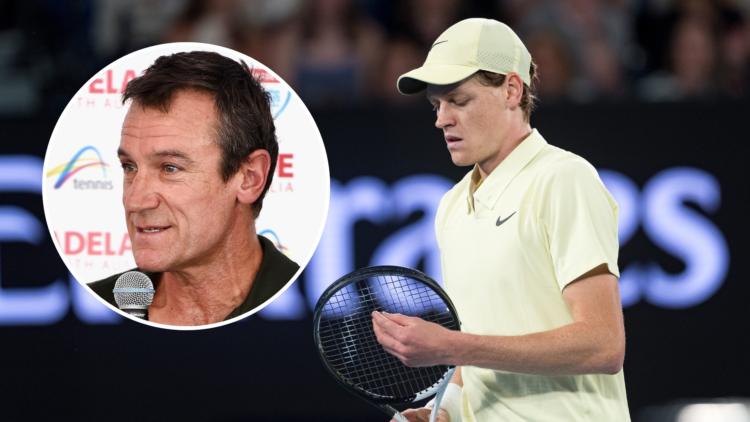 Jannik Sinner (Australian Open) with an inset of Mats Wilander