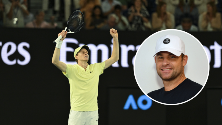 Jannik Sinner (from Aus Open final yesterday) with an inset of Andy Roddick
