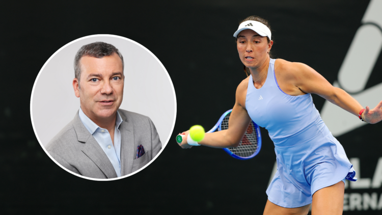 Jessica Pegula in action at the Adelaide International with Jon Wertheim