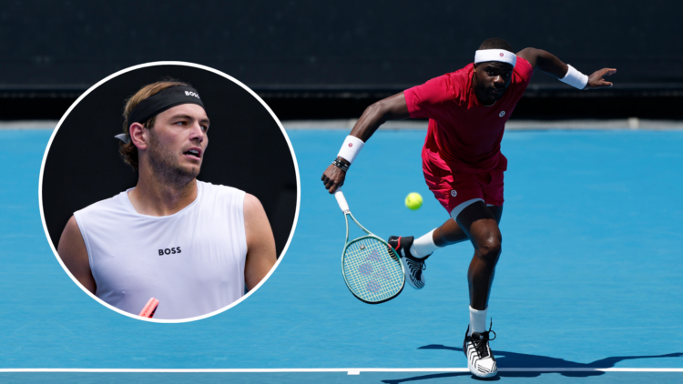 Frances Tiafoe with Taylor Fritz as the inset