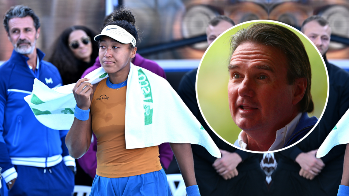 Naomi Osaka with an inset of Jimmy Connors