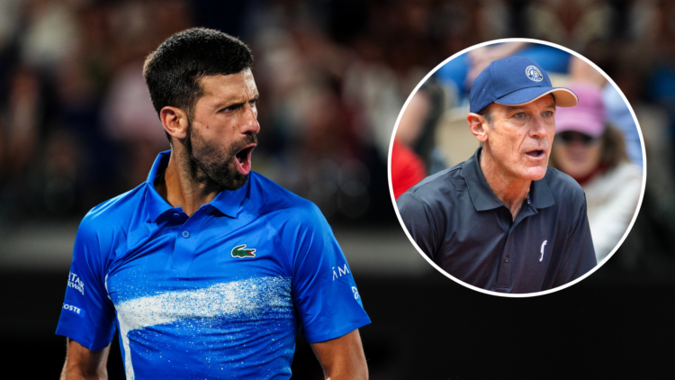 Novak Djokovic from his match yesterday with an inset of Mats Wilander