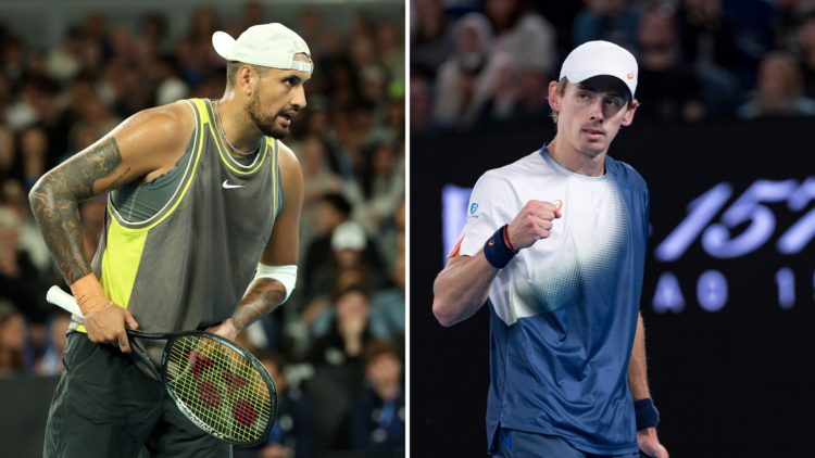 Split image Nick Kyrgios (L) and Alex de Minaur (R)