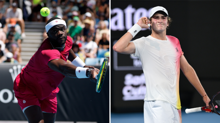 Split image of Frances Tiafoe and Joao Fonseca
