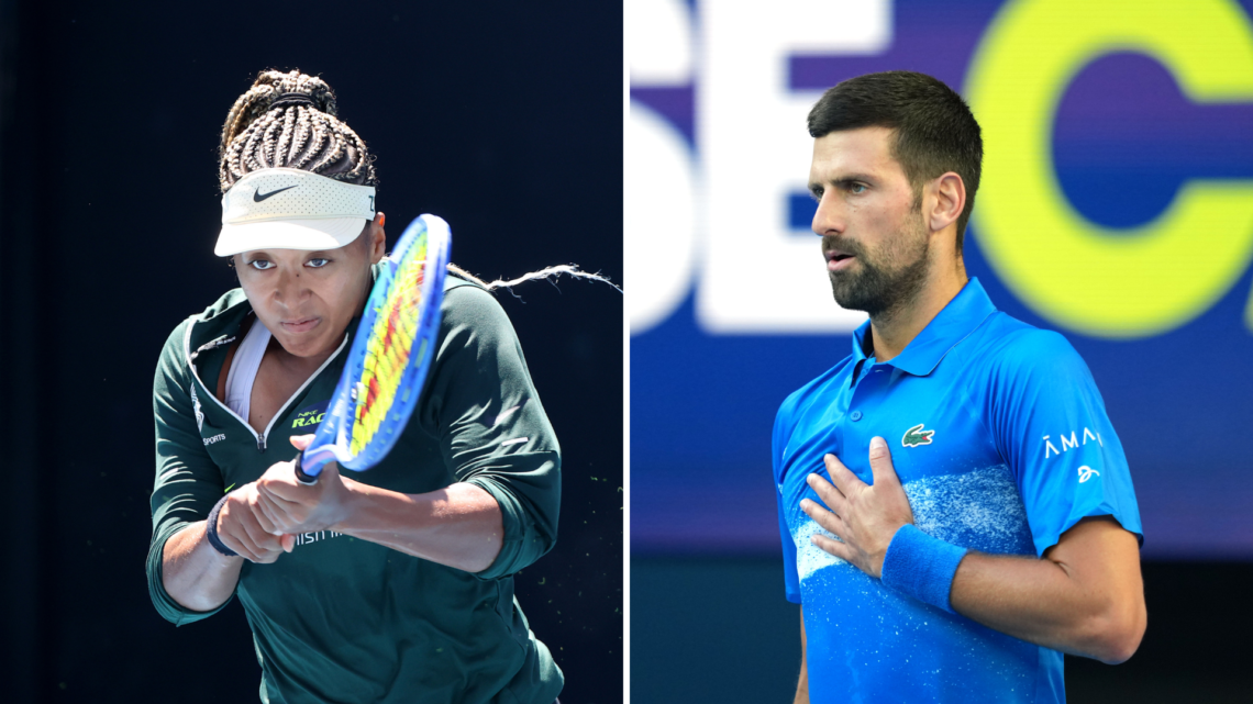 Split image of Naomi Osaka and Novak Djokovic