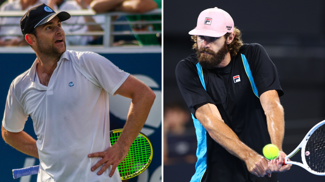 Split image of Reilly Opelka and Andy Roddick