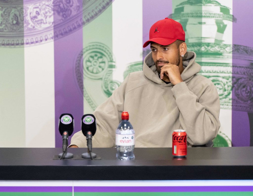 Nick Kyrgios at a press conference in 2022 at Wimbledon.