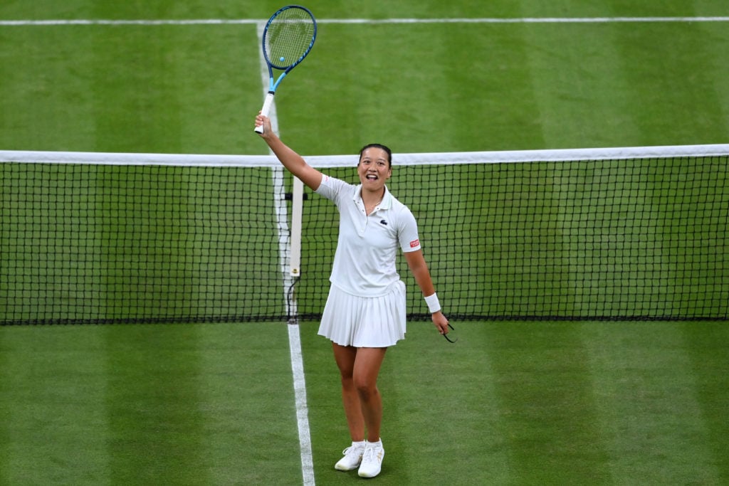 Harmony Tan celebrates at Wimbledon 2022