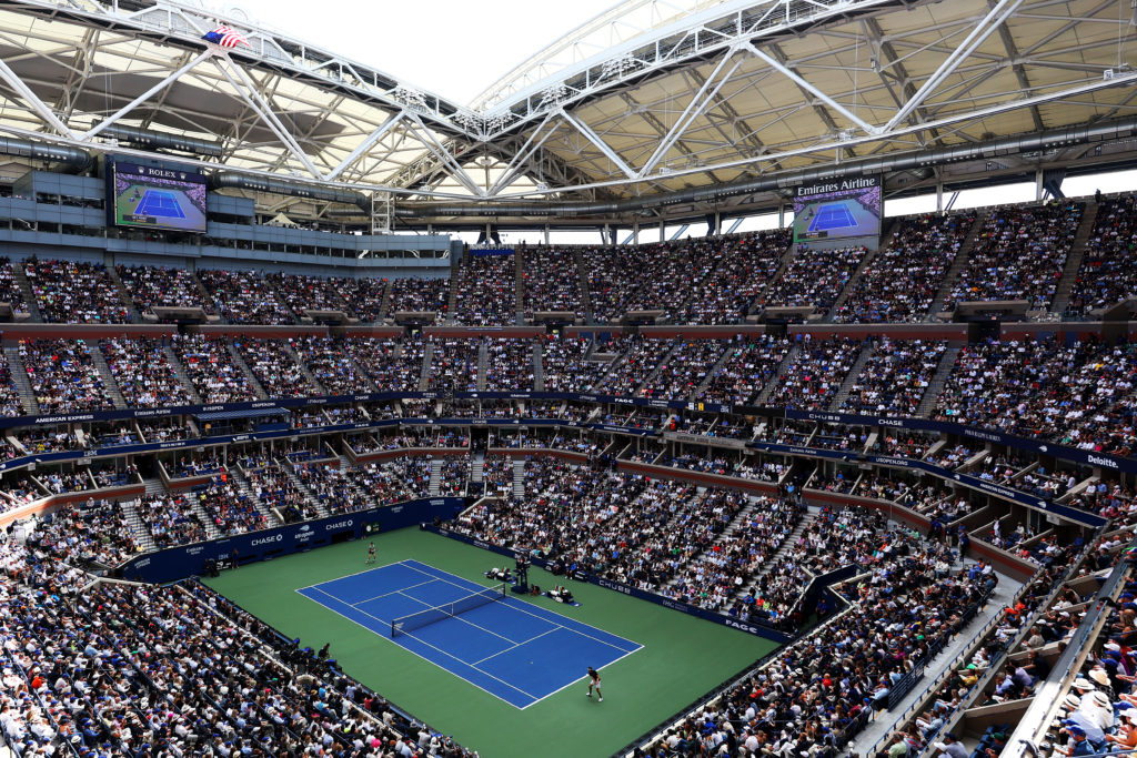 An overhead shot of Arthur Ashe Stadium at the 2024 US Open - Final Day